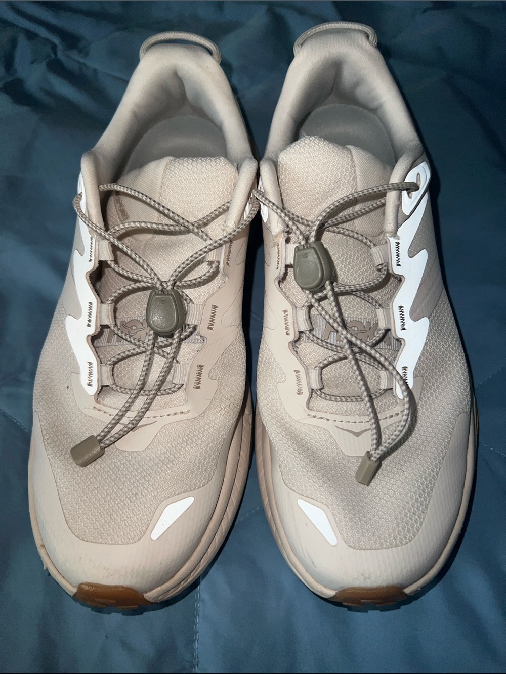 Hoka Women's Beige Athletic Sneakers with Quick-Pull Laces